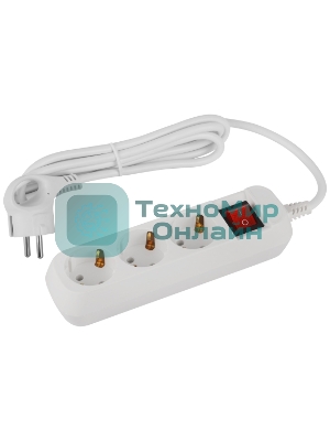 Удлинитель электрический ЭРА UDL-16-315-ES Greenline 3 розетки с заземлением с выключателем 1,5м ПВС 3x1мм2