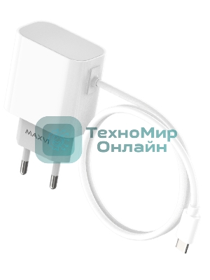 Сетевое зарядное устройство Maxvi CHL-240T 2.4A, with Type-C cable, белый