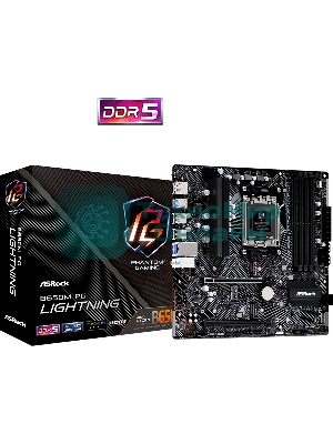 Материнская плата ASRock B650M PG Lightning, AM5, AMD B650, 4xDDR5, 4xSATA, 3xM.2, 1xPCIe 3.0 x4, 1xPCIe 4.0 x16, 1xDP, 1xHDMI, 1x2.5Gb LAN, 1xUSB 3.2 Gen 2, 2xUSB 3.2 Gen 1, 4xUSB 2.0, 3x3.5 мм, 7.1, Micro-ATX