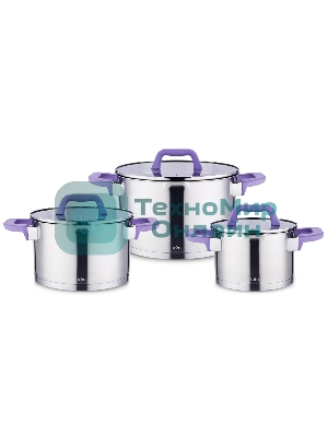 Набор посуды LARA LR02-124 Лаванда 2 л 2,8 л 3,8 л нержавеющая сталь