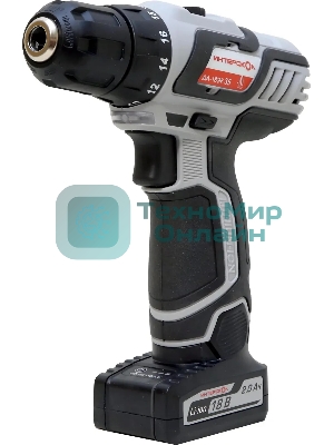 Дрель-шуруповерт ИНТЕРСКОЛ ДА-18ЭР, 12 В, 2 Ач, 35 Нм, щеточный