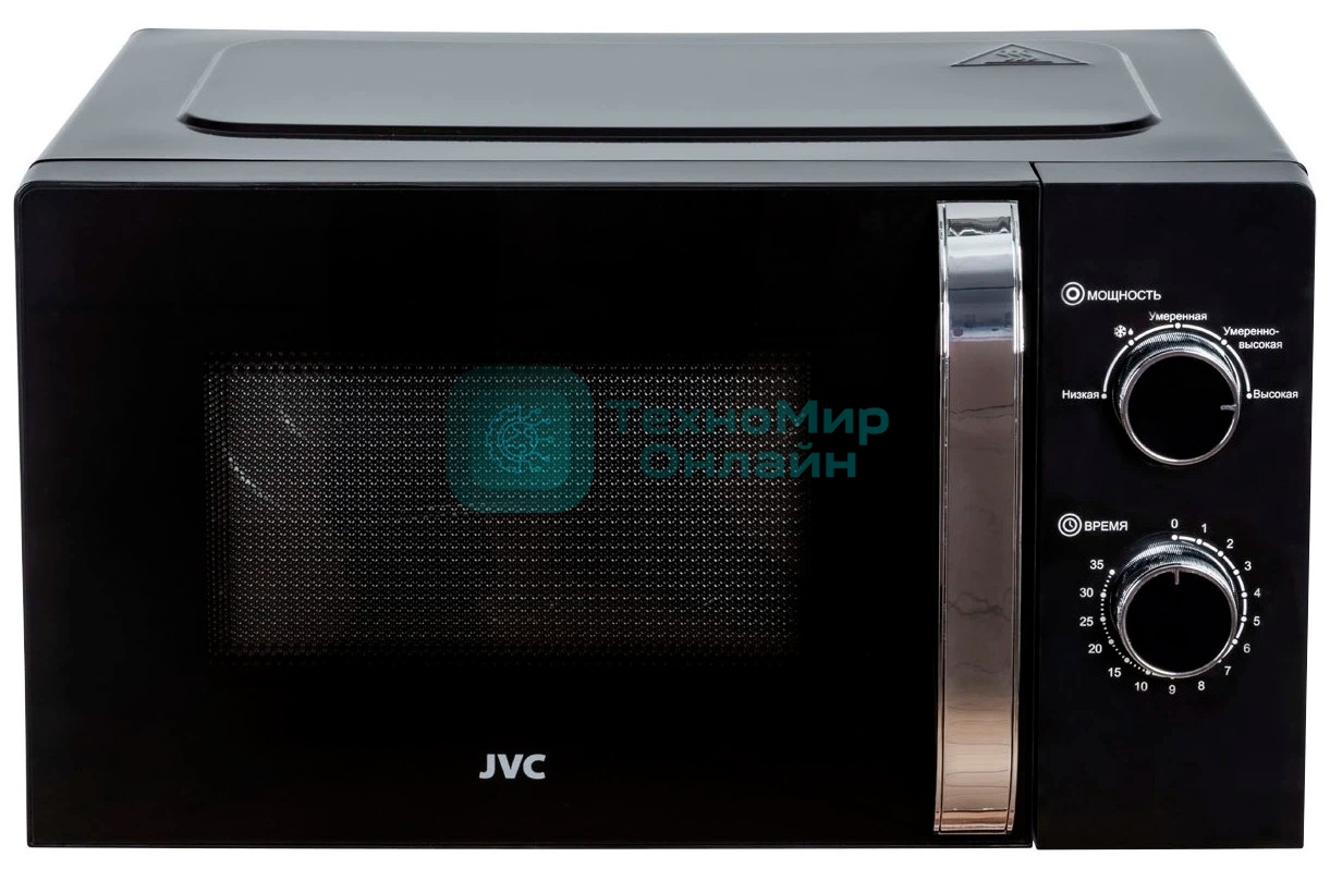 Микроволновая печь JVC JK-MW146M черный/серебристый, 20 л, 700 Вт, переключатели - поворотный механизм