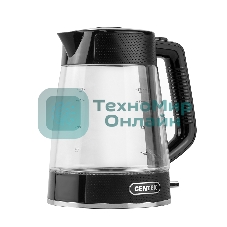 Чайник электрический Centek CT-1014 черный стекло 1.7 л, 2200 Вт, LED, Защита от перегрева, STRIX контроллер