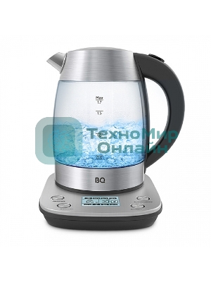 Чайник электрический BQ KT1703G черный/стальной, Мощность: 2200 Вт, Oбъем: 1.7 л