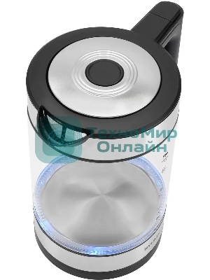 Чайник электрический Hyundai HYK-G3509 1.7 л, 2200 Вт, черный/прозрачный корпус: стекло/пластик