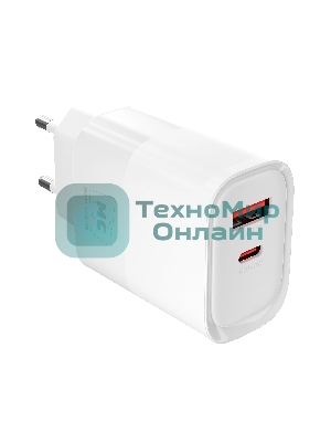 Сетевое зарядное устройство MORE CHOICE NC81a СЗУ 1USB+1Type-C 3.0A PD 20W+ QC3.0, белый
