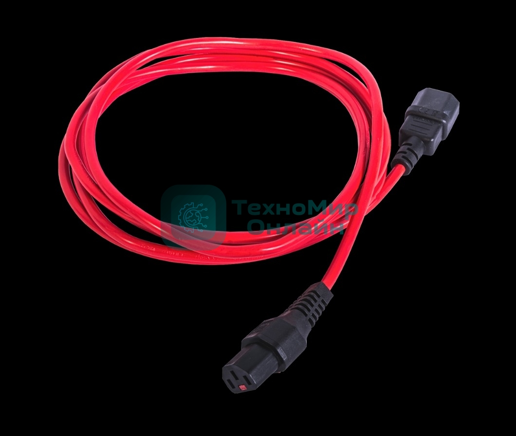 Шнур питания с фиксатором REM IEC 60320 C13/IEC 60320 C14, 10 А/250 В (3 * 1,0), 3 м, красный R-10-Cord-C13-C14-3-Red