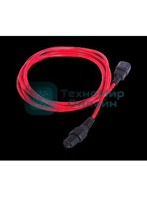 Шнур питания с фиксатором REM IEC 60320 C13/IEC 60320 C14, 10 А/250 В (3 * 1,0), 3 м, красный R-10-Cord-C13-C14-3-Red