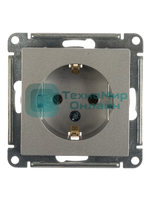 Механизм розетки 1-м СП AtlasDesign с заземл. 16А алюм. SchE ATN000343