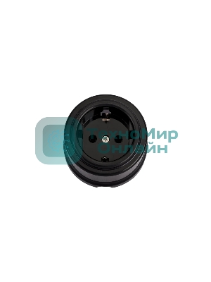 Розетка Bironi B1-101-23 1-м ОП Лизетта 16А IP20 ретро с заземлением ABS-пластик черный