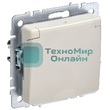 Розетка 1-местная IEK BRITE РСбш10-3-БрКр (BR-R16-16-K10) с заземлением, с защитными шторками и крышкой, 16А, IP20, бежевый