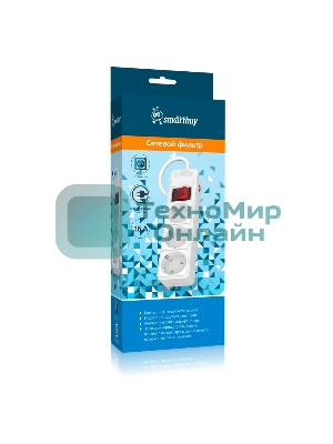 Сетевой фильтр 16А, 3500 Вт, 3 гнезда, без з/ш, с з/к, ПВС 3x1.0, 5 м, белый (SBSP-3-50-W)