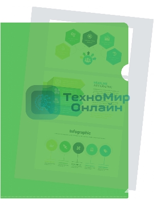 Папка-уголок Silwerhof Eco тисненый A4 пластик 0.12мм зеленый