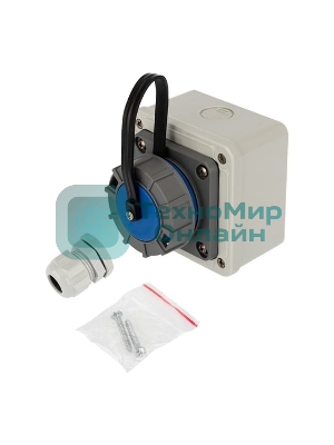 Розетка настенная Rexant влагозащищенная с крышкой 16 А, 2Р+РЕ, IP68