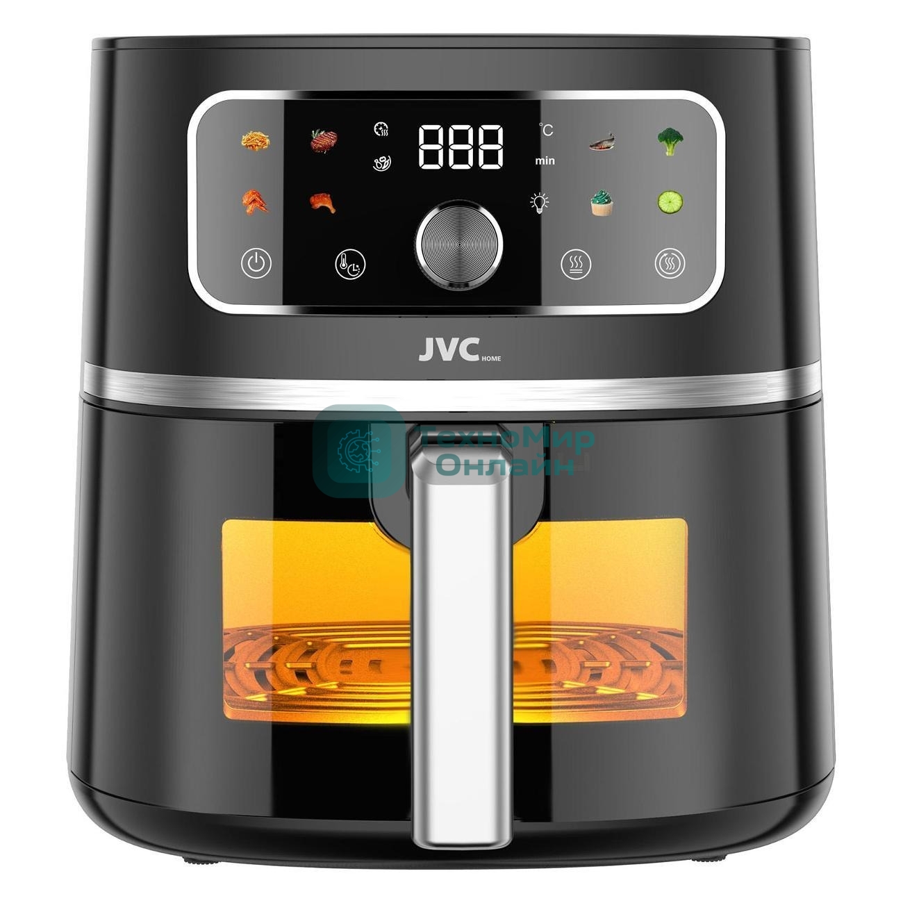 Аэрогриль JVC JK-MB058 черный, 1750 Вт, 7 л, механическое управление, 8 программ