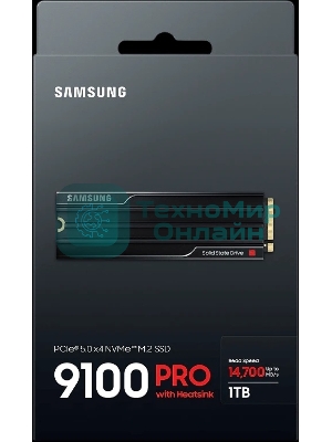 Накопитель SSD 1Tb Samsung 9100 PRO, M.2, PCI-E 5.0 x4, TLC 3D NAND R/W - 14800/13400 Mb/s с радиатором
