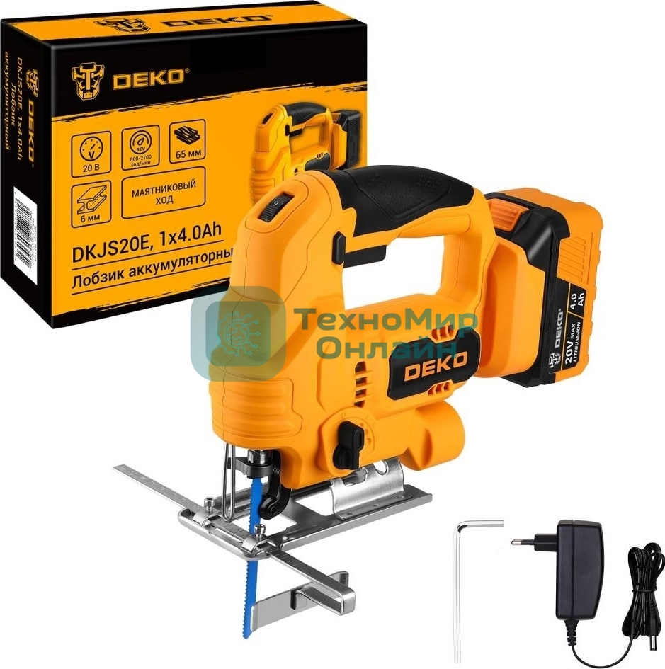 Лобзик электрический аккумуляторный DEKO DKJS20E, 20В, 1x4.0А·ч