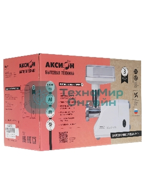 Мясорубка электрическая Аксион М14.02 белый, 600 Вт, 0.7 кг/мин, насадки - 6