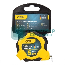 Рулетка Deli DL3796 5мx19мм, Автостоп, ударопрочный корпус, метрическая