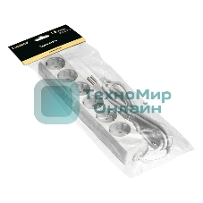 Удлинитель ExeGate ECE-6-1.8W (EX285830RUS), белый, 1,8 м, евровилка с заземлением, 6 евророзеток с заземлением, 2200 Вт