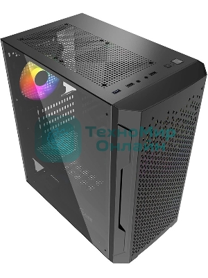 Компьютерный корпус Powercase Mistral Micro Z3B Mesh LED, Tempered Glass, 2x 140мм + 1х 120мм 5-color fan, черный, mATX (CMIMZB-L3)