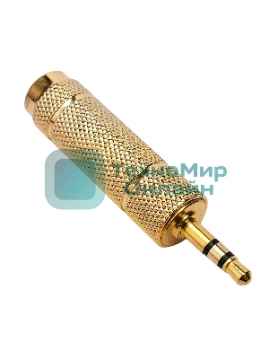 Аудио переходник Cablexpert A-35M-63F, Jack3.5(M) на Jack6.3(F) стерео, золотой, пакет