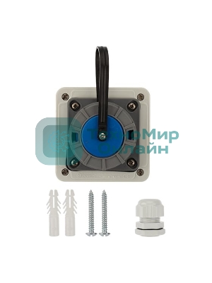 Розетка настенная Rexant влагозащищенная с крышкой 16 А, 2Р+РЕ, IP68