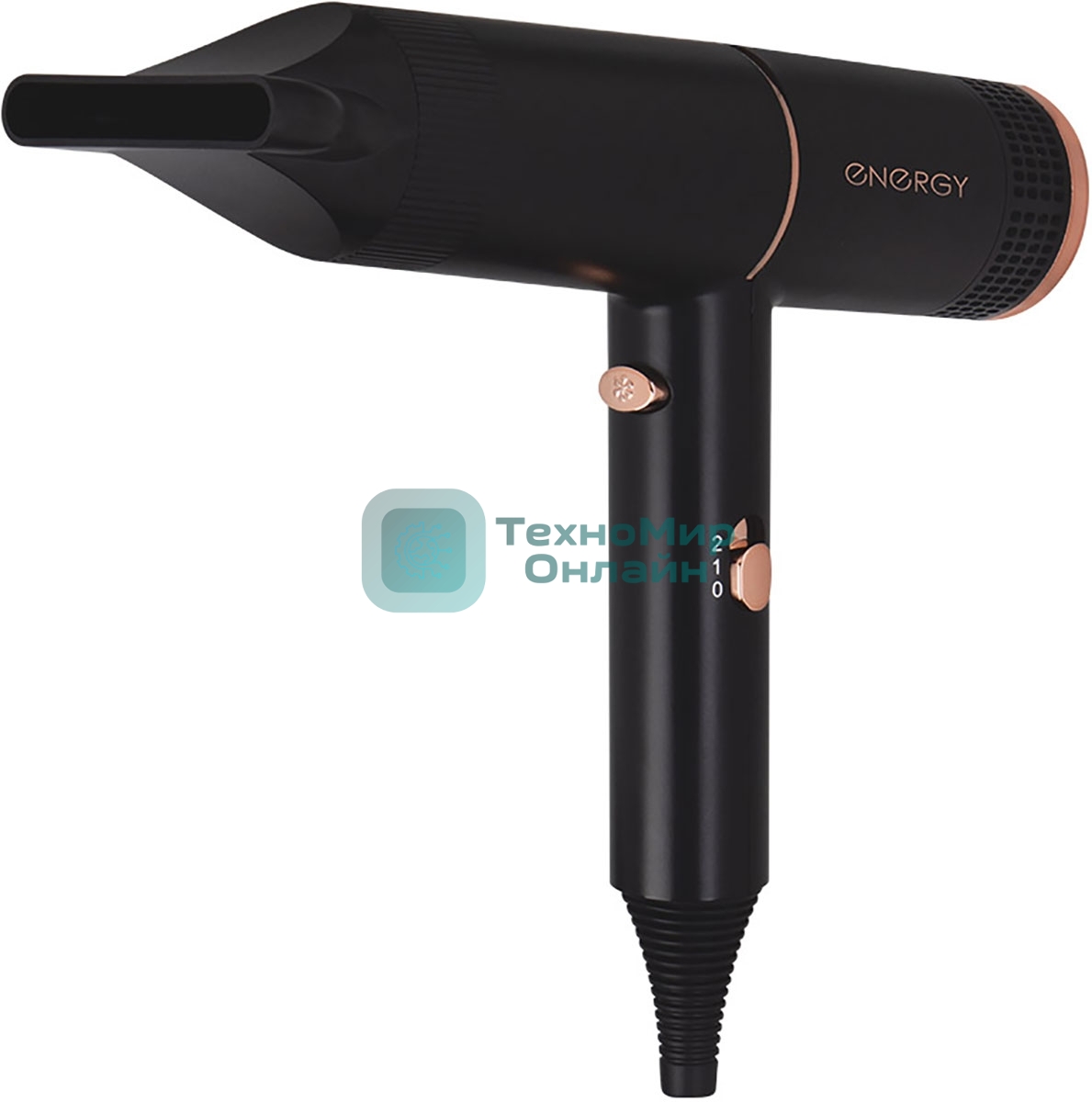 Фен ENERGY EN-805 черный/золотистый, 1400 Вт