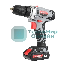 Дрель-шуруповерт аккумуляторная ПОБЕДА ДА-12/1Ли, 12В, 32 нм, быстрая зарядка, 1 батарея, цветная коробка