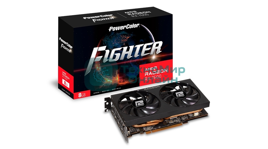 Видеокарта PowerColor PCI-E 4.0 RX 7600 8G-F AMD Radeon RX 7600 8Gb 128bit GDDR6 2250/18000 HDMIx1 DPx3 HDCP Ret