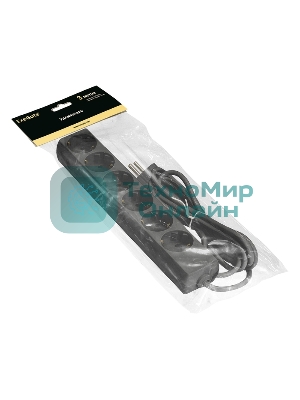 Удлинитель ExeGate ECE-6-3B (EX285831RUS), черный, 3 м, евровилка с заземлением, 6 евророзеток с заземлением, 2200 Вт