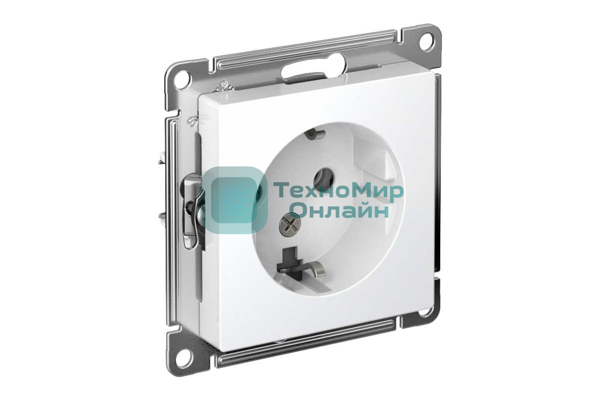 Механизм розетки 1-м СП AtlasDesign с заземл. 16А белый, SchE ATN000143