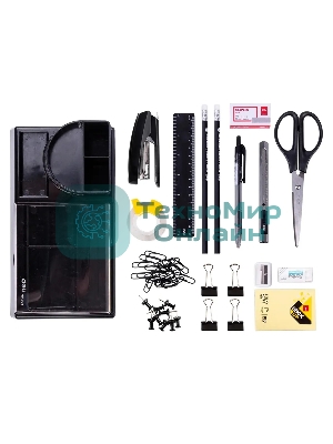 Настольный набор Deli E38254 (16 предметов) пластик, черный