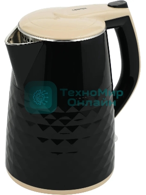Чайник электрический Centek CT-0025 черный металл 1.8л, 1800W, двойные стенки, кнопка вкл. на ручке