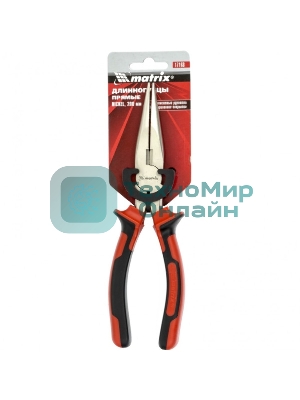 Длинногубцы Matrix NICKEL 17168 200 мм, прямые никелированные, двухкомпонентные рукоятки