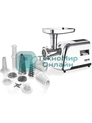 Мясорубка электрическая Centek CT-1602 Juice белый, 2000 Вт, 2.0 кг/мин, реверс, защита от перегрузки, металлический лоток, насадки - 5