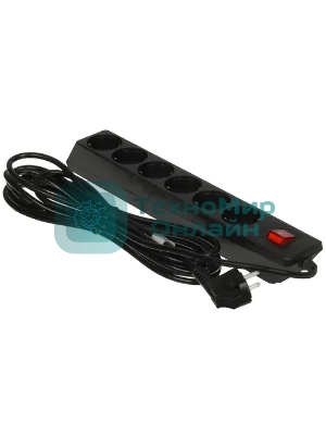 Сетевой фильтр SVEN Optima 5,0 м (6 розеток с защитными шторками) черный, цветная коробка