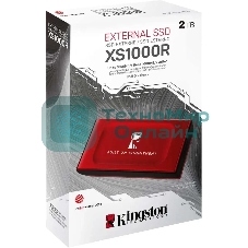 Внешний SSD Kingston XS1000, 2TB, USB 3.2 Gen 2 Type-C, R/W 1050/1000, красный