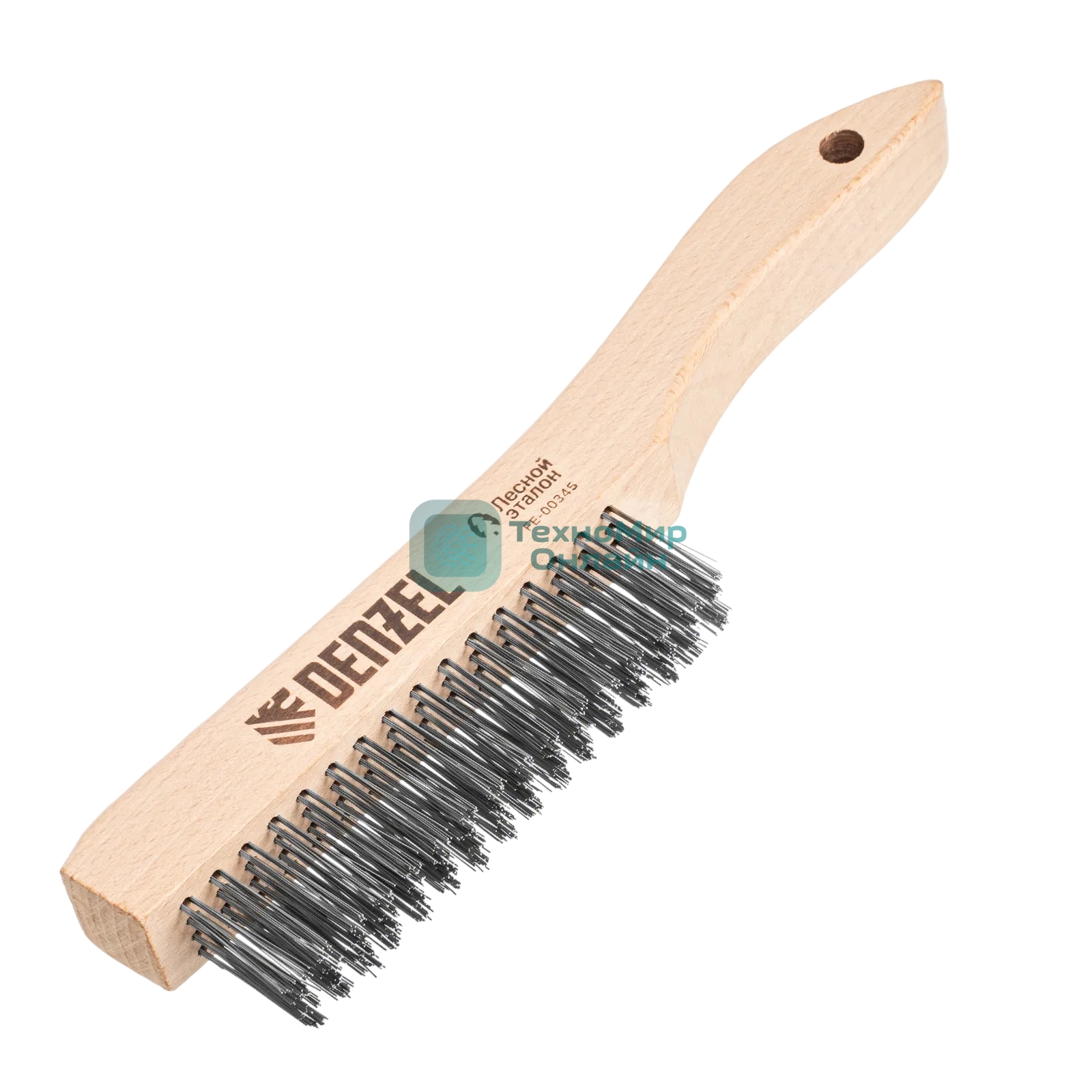Щетка зачистная Denzel 4-х рядная, прямая проволока из нержавеющей стали с деревянной ручкой, EFP