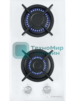 Газовая варочная панель Maunfeld EGHG.32.1CW/G, 2 конфорки, закаленное стекло, белый