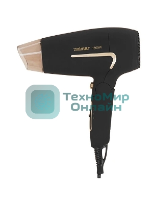Фен Zelmer TRAVEL ZHD8321 черный/золотистый, 1600 Вт, компактный