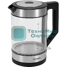 Чайник электрический Hyundai HYK-G3509 1.7 л, 2200 Вт, черный/прозрачный корпус: стекло/пластик