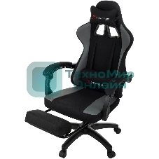 Кресло Zombie Weaver черный/серый, ткань, подголовник, подставка для ног