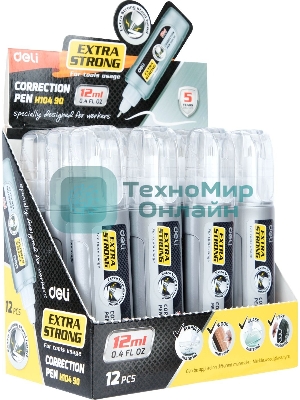 Ручка корректор Deli EH10490 шариковый белый 12мл