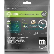 Кабель аудио-видео Cactus CS-DP-DP-1.4-2 DisplayPort (m)/DisplayPort (m) 2м. позолоч.конт. черный