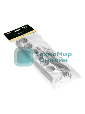 Удлинитель ExeGate ECE-6-3W (EX285833RUS), белый, 3 м, евровилка с заземлением, 6 евророзеток с заземлением, 2200 Вт