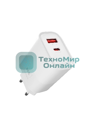 Сетевое зарядное устройство MORE CHOICE NC81a СЗУ 1USB+1Type-C 3.0A PD 20W+ QC3.0, белый