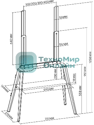 Подставка для телевизора Cactus CS-ST3645BKWN черный/орех, 43