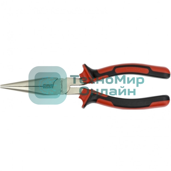 Длинногубцы Matrix NICKEL 17168 200 мм, прямые никелированные, двухкомпонентные рукоятки
