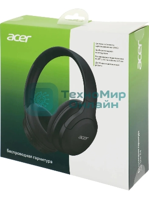 Беспроводные/проводные наушники Acer OHR304 черный, полноформатные, Bluetooth + проводной, активное шумоподавление